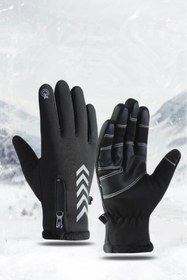 Resim SINGLE SWORD Su Geçirmez Softshell Unisex Bisiklet, Motorcu Touch Uyumlu Soğuk Hava Rüzgar Geçirmez Kaymaz Eldiven 