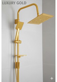 Resim 0590-12 Robot Duş Takımı El Ve Tepe Başlıklı Duş Seti Siyah Beyaz Krom Gold Renkler Gold 