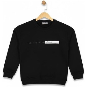 Resim Baglan Erkek Çocuk Önü Baskılı Sweatshirt Bgl-st05235 Siyah 