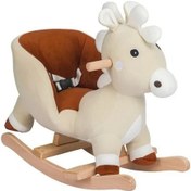 Resim Vavbaby Sallanan At Ahşap Peluş Yumuşak - Geyik Ekru 