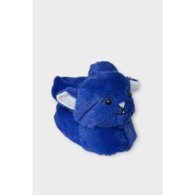 Resim Kadın Sevimli Kedi Figürlü Peluş Panduf Mavi 