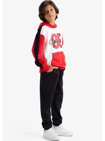 Resim Defacto Erkek Çocuk 2li Takım Kapüşonlu Baskılı Sweatshirt Eşofman Altı F2505a825aurd79 Kırmızı 