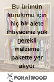 Resim Fokai Wood Quatro - Açık Ahşap El Yapımı Elbise Dolabı 