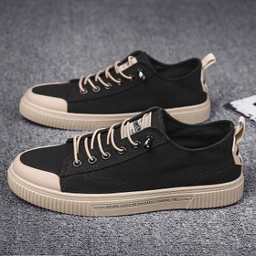 Resim Erkeklerin Trendy Düşük-Üst Bağcıklı Kaykay Ayakkabıları, Nefes Alabilen Kaymaz Sneakerlar, Rahat Yürüyüş Kanvas Ayakkabıları, Erkek Ayakkabıları 