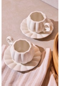 Resim Pumpkin Porselen 2'li Kahve Fincanı Takımı Beyaz Beyaz 