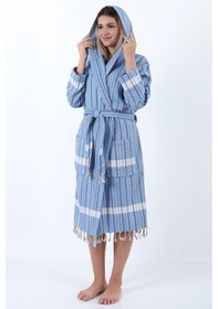 Resim Sunaz Peştemal Bornoz Mavi 