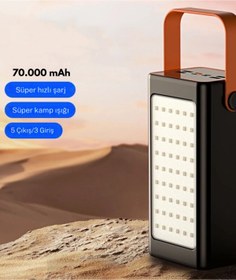 Resim XINMENG 70.000 Mah Led Aydınlatmalı Taşıma Askı Hızlı Şarj 22,5w Powerbank 4xusb Micro,lıghtnıng,typc Giriş 