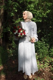 Resim Merve Korkut'un Tercihi Şifon Kloş Etek-Puantiye - 40 