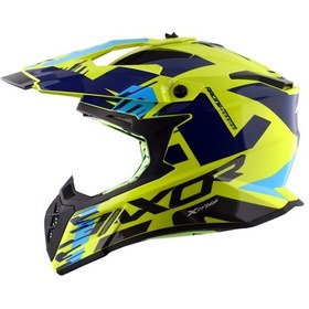 Resim Axor X-Cross X1 Pinlock Dahil Kapalı Motosiklet Kaskı Mavi - Neon Sarı 