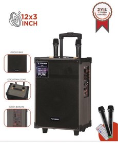 Resim Torima D46 Kahverengi Usb, Tf, Bt, Tws, Fm Çift Mikrofonlu Hoparlör Parti Speaker 