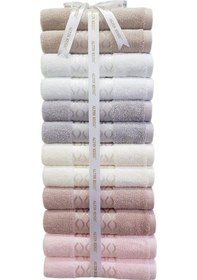 Resim Özdilek Elissa Havlu 12 Adet - Bej - Gri - Taş - Pudra - Beyaz - Krem Çok Renkli 