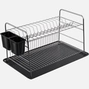 Resim Metaltex Dikdörtgen 2 Katlı Tablalı 45x30x28 cm Krom Bulaşıklık 