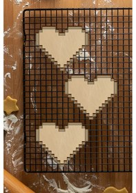 Resim Piksel Kalp Anahtar Kurabiye Kalıbı, Hamur Şekillendirici, Bisküvi Kalıbı, Kolay Kesim Ucu Beyaz 