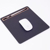 Resim Turgut Office Deri Mousepad Düz Siyah Ahşap Detaylı 