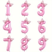 Resim 32 inç Pembe Dev Numara Balonu ve Kurdele, Kadınlar İçin Mutlu Yıllar Dekorasyonu, Alüminyum Folyo, Doğum Günü Kutlaması, 14 Yaş ve Üzeri İçin Uygun, 1 Takım - Elektriksiz Parti Malzemeleri 