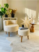 Resim WEBPANYA Çay Seti Tekli Koltuk Berjer Ve Puf Takımı (salon, Balkon, Ofis) 2 Li Takım 