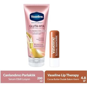 Resim Vaseline Gluta Hya Serum Etkili Losyon 200 Ml + Dudak Bakım Kremi Cocoa Butter 4.8 Gr 