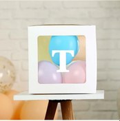 Resim Şeffaf T Harfli Beyaz Kutu ve Balon Seti Kendin Yap Bebek Çocuk Doğum Günü Süsleme 