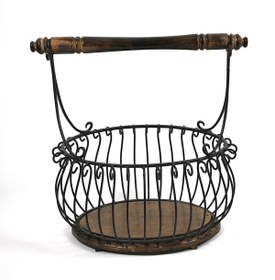 Resim Otantik Çarşı Ahşap Ferforje Sepet Gazetelik 47x30x46 cm. 