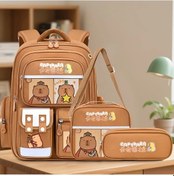 Resim Dashanshop Capybara 3 Parça Okul Çantası Büyük Kapasiteli Black Red Gençler İçin Moda Dayanıklı - Siyah 