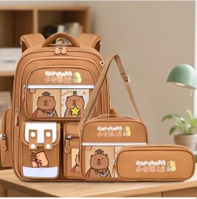 Resim Dashanshop Capybara 3 Parça Okul Çantası Büyük Kapasiteli Black Red Gençler İçin Moda Dayanıklı - Siyah 