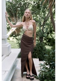 Resim Mai Collection Mai Studios Co. Fabriyonto Asimetrik Kahve Uzun Etek Kahve 