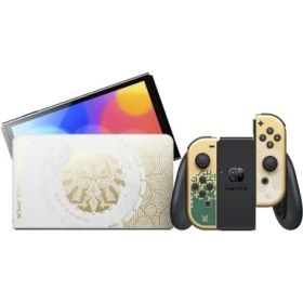 Resim Nintendo Switch Oled Zelda Tears Of The Kingdom Edition Renkli Tasarım ve Hylian Crest 
