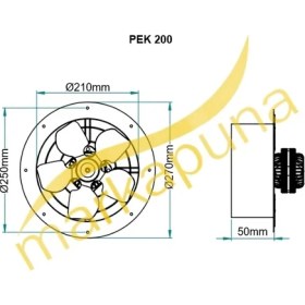 Resim Fanex Pek 200 Duvar Tipi 340 M³/h Aksiyal Aspiratör 