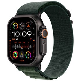 Resim Apple Watch Ultra 2 GPS + Cellular 49mm Siyah Titanyum Kasa ve Koyu Yeşil Alpine Loop - Büyük Apple