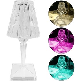 Resim Ayt Powermaster Gece Lambası Dekoratif Rgb Renkli Ledli Ambiyans Masa Üstü Aydınlatma Kumandalı Şarjlı Kristal Görünüm 