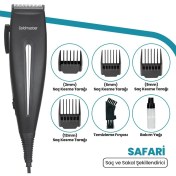 Resim Goldmaster Safari GM8174 Kablolu Ac Güçlü Motor Ayarlanabilir Sessiz Saç Sakal Kesme Makinesi 