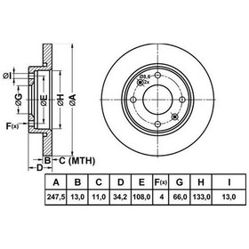 Resim Mga-50150 - Fren Dısk On Duz 247-4 Peugeot: 206 97 - 05 / Cıt 