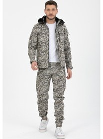 Resim Erkek Kamuflaj Eşofman Takımı Beige Digital Bej 