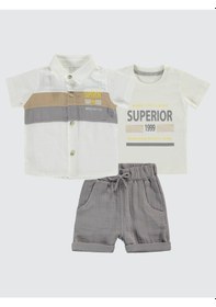 Resim Concept Erkek Bebek 3'lü Şortlu Takım 6-18 Ay Gri Gri 