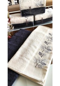 Resim Nurpak Çeyizlik 2.li Set Lüks 50x90cm. %100 Pamuk El,yüz Havlusu Özel Hediyelik Ambalajda Lacivert 