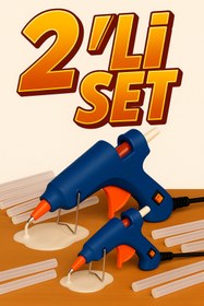 Resim HKM Ticaret 2 Adet 20 Watt Sıcak Silikon Tabancası Şeffaf Mum Yapıştırcı Tabanca 8 Adet 30cm Ince Silikon Hediye 