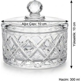 Resim Kare Kesme Desen Kristal Kulplu Kapaklı Cam Çerezlik Şekerlik 10 10 Cm Şeffaf 