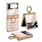 Resim Smcase Samsung Galaxy Z Flip4 Kılıf Kıpta Yüzüklü Lens Korumalı Lazer Kapak Gold 