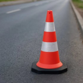 Resim Zeplin 75 cm PVC Trafik Konisi | Ağırlıklı – Çift Reflektifli 