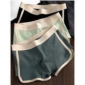 Resim 3 adet Erkek Boksör Külotu - Elastik Bel Bandı ile Nefes Alabilen Orta Yükseltilmiş İç Çamaşırı, Yumuşak Esnek Polyester-Spandex Karışımı Kumaş, Görünmez Örgü, Düz Renkler (Açık Mavi/Beyaz/Açık Kahverengi) - Makine Yıkanabilir, Günlük Kullanım için Rahat, Minimalist Tasarım, Dayanıklı Yapı, Yüksek Esneklik 