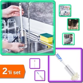 Resim Hereveoyuncak Silikon Biberon ve Şişe Temizleme Fırçası - Hijyenik Kullanım - 2li Set M4L8G7 