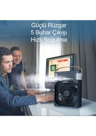 Resim Robeve Buharlı Vantilatör Masaüstü Fan Klima Buharlı Hava 