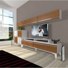 Resim Decoraktiv Ekoflex 8 Mdf Silver Tv Ünitesi Tv Sehpası - Beyaz - Ceviz 