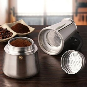 Resim Vestron Moka Pot Espresso 9 Cup Paslanmaz Çelik Ocak Üstü (9 Fincan) 