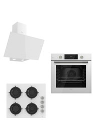 Resim Ferre Flowart Serisi QMS63CB - CS206 - D078 Beyaz Ankastre Set 