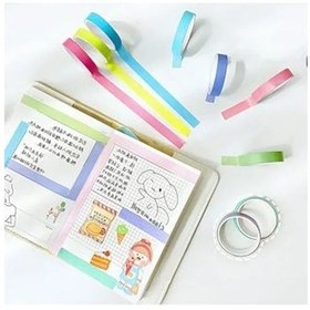 Resim Yeşil Temalı 7 Renkli Washi Bant, Sticky Note Seti 