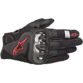 Resim Alpinestars Smx-1 Air V2 Korumalı Motosiklet Eldiveni Siyah Kırmızı 