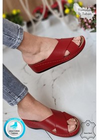 Resim Desy Kadın Ortopedik Taban Şık Konfor Modeli Günlük Terlik Genç Anne Ev Dışarı Terliği Kırmızı 