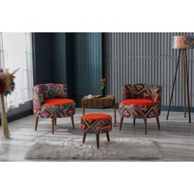 Resim WATERYBROOK Sydney İkili Berjer Puf Set - Tekli Koltuk - Cafe, Ofis, Balkon, Kafe, Bahçe, Salon Mobilyası 