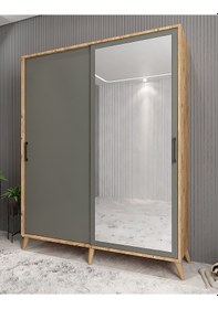 Resim İmaj Sürgülü Portmanto Vestiyer Çam Füme - Montaj Dahil 160 Cm 